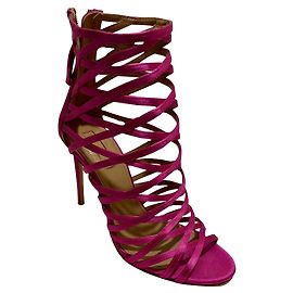 Aquazzura Elophe rosa Käfig- oder Gladiatorensandalen Pink