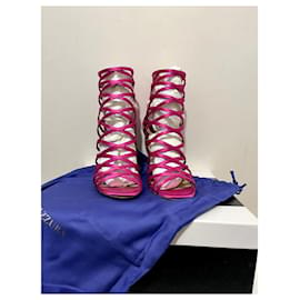 Aquazzura-Elophe pink cage or gladiator sandals-Pink