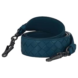 Bottega Veneta-Bottega Veneta Intrecciato Leather Bag Strap-Blue
