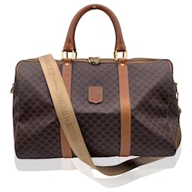 Céline-Vintage Macadam Canvas Carry On Bag Duffel Duffle with Strap-Brown