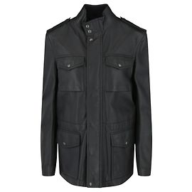 Bottega Veneta Giacca in Pelle Collo Alto Blu