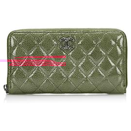 Chanel-CC Quilted Zip Around Wallet-Pink