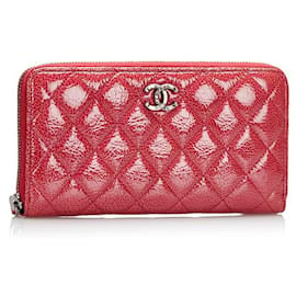 Chanel-CC Quilted Zip Around Wallet-Pink