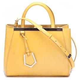 Fendi-Petite 2Jours Elite Leather Tote Bag-Yellow
