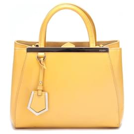 Fendi-Petite 2Jours Elite Leather Tote Bag-Yellow
