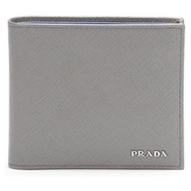 Prada-Saffiano Bifold Short Wallet-Grey