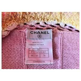 Chanel-2004 Cashmere Cotton Jacket / Knitwear-Pink,Yellow