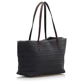 Fendi-Fendi Black Zucchino Roll Tote-Black