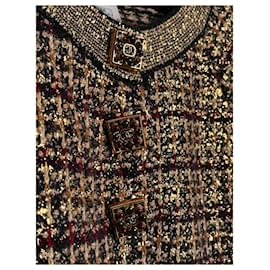 Chanel-Vestido de caxemira com botões de joia-Multicor