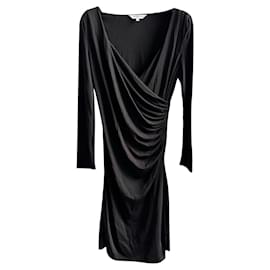 Lk Bennett-vestido de viscose drapeado preto-Preto