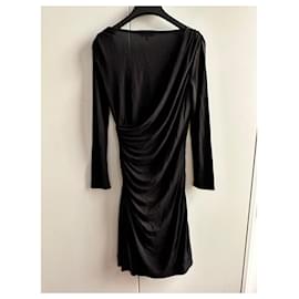 Lk Bennett-vestido de viscose drapeado preto-Preto