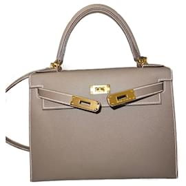 Hermès-Kelly 28 epsom scellier-Beige,Grey,Light brown