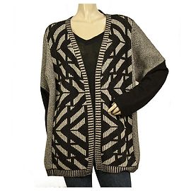 Weekend Max Mara Max Mara Weekend Black & White Geometric Wool Cashmere Knit Cardigan Jacket XL Dark grey