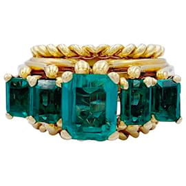 inconnue-Vintage yellow gold ring, Emeralds.-Other