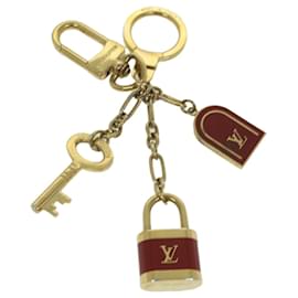 Louis Vuitton-LOUIS VUITTON Porte Cles Cadena Charm Gold Tone Red M60073 LV Auth th3279-Red,Other