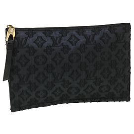 LOUIS VUITTON Monogram Jaguar pochette flat zip Clutch Bag Black M40836 BS3736 Black