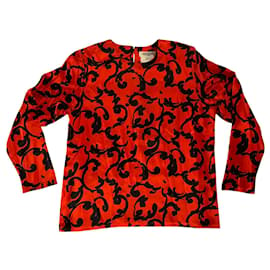 Yves Saint Laurent-Vintage-Bluse von Yves Saint Laurent-Schwarz,Rot