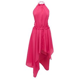 JW Anderson Vestido assimétrico com gola alta Rosa