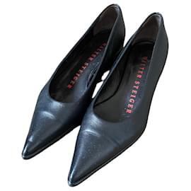 Walter Steiger-Bailarinas en punta con cuña ligeramente cuña de Walter Steiger 37 Cuero negro-Negro