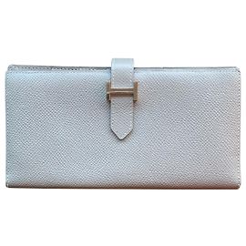 Hermès Bearn Geldbörse Grau Leder Grau