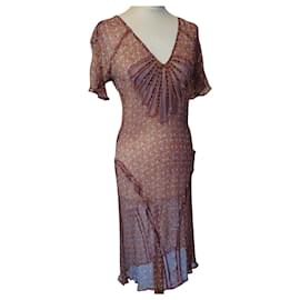Antik Batik-ANTIK BATIK DRESS FOLK DRESS SILK VOILE RESILLE CABOCHONS TS OR T 36/38-Multiple colors