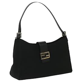 Fendi-FENDI Mamma Baguette Shoulder Bag Nylon Black Auth bs3744-Black