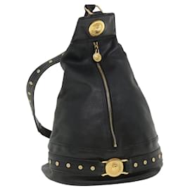 Versace-VERSACE Shoulder Bag Leather Black Auth bs3724-Black