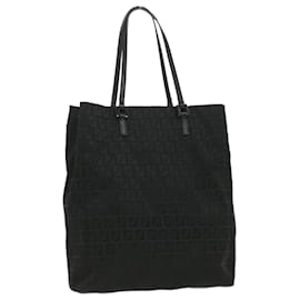 Fendi-FENDI Zucchino Canvas Hand Bag Black Auth ki2671-Black