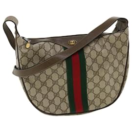 Gucci-GUCCI GG Canvas Web Sherry Line Shoulder Bag Beige Red 41.02.008 Auth yk5822b-Red,Beige