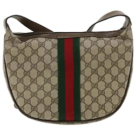 Gucci-GUCCI GG Canvas Web Sherry Line Shoulder Bag Beige Red 41.02.008 Auth yk5822b-Red,Beige