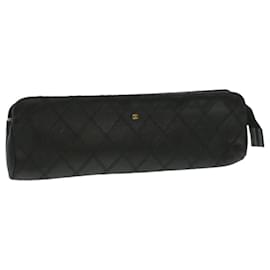 Chanel-CHANEL Bicolole Pouch Leather Black CC Auth bs3798-Black