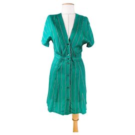Robe Sessun Menthol Stripe en viscose Vert