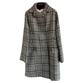 Dolce & Gabbana Wool Coat Black and White Size 42 Black White