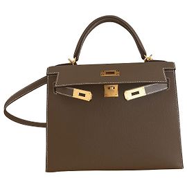 Hermès Kelly 28 scellier epsom etoupe Bege Cinza
