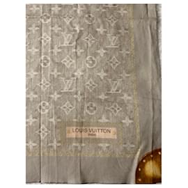 Louis Vuitton-Printed cotton voile small foulard-Beige