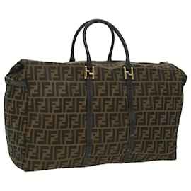 Fendi-FENDI Zucca Canvas Sac à Main Marron Noir Authentique3287-Marron,Noir