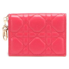 Tarjetero Dior Cannage de piel Roja