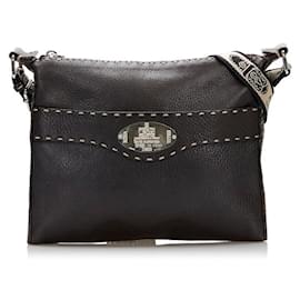 Fendi-Sac bandoulière en cuir Fendi Selleria-Marron