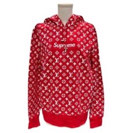 Sudadera con capucha Louis Vuitton x Supreme Monogram Roja Roja