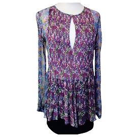ANTIK BATIK TUNIC SILK OLENE BLOUSE LIBERTY PLASTRO PLEATS T 38 Liberty print