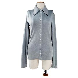 Lemaire Polo Langarm Top Grau Baumwolle Grau