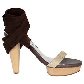 Barbara Bui Scarpe stringate in camoscio e pelle di serpente Marrone