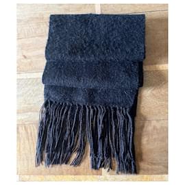 Autre Marque-Long black alpaca scarf 25 x 200 cm-Black