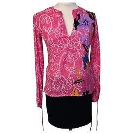 ANTIK BATIK BAROQUE RASPBERRY BLOUSE COTTON SHEET T 34/36 Pink