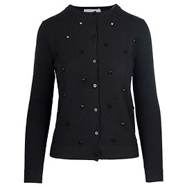 Autre Marque CashmereInLove Cardigan mit Schmucksteinen Schwarz