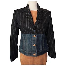 Jean Paul Gaultier GAULTIER TRENDY DONNA WOOL AND DENIM JACKET T 36/38 Black