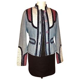 JAQUETA FOLK MARC JACOBS COM CORAÇÃO E ESTRELAS INSERTOS T 4 OU T 36/38 Multicor