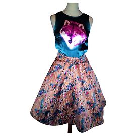 MANOUSH KLEID KLEID 50ER WOLF ROCK OVERSIZE T 34/36 Mehrfarben