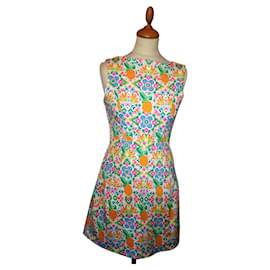 Manoush-MANOUSH DRESS REVERSE RETRO FIFTIES ESANAR PINEAPPLE T 34-Multiple colors,Eggshell