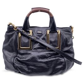 Chloé Bolsa Ethel de Couro Preto Tote Satchel Bolsa com Alça Preto